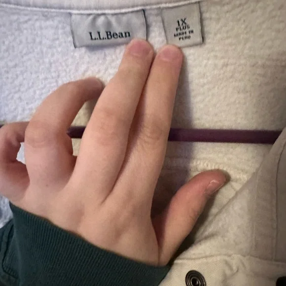 L.L.Bean Quilted Cream Pullover Quarter Zip XL - Picture 4 of 5